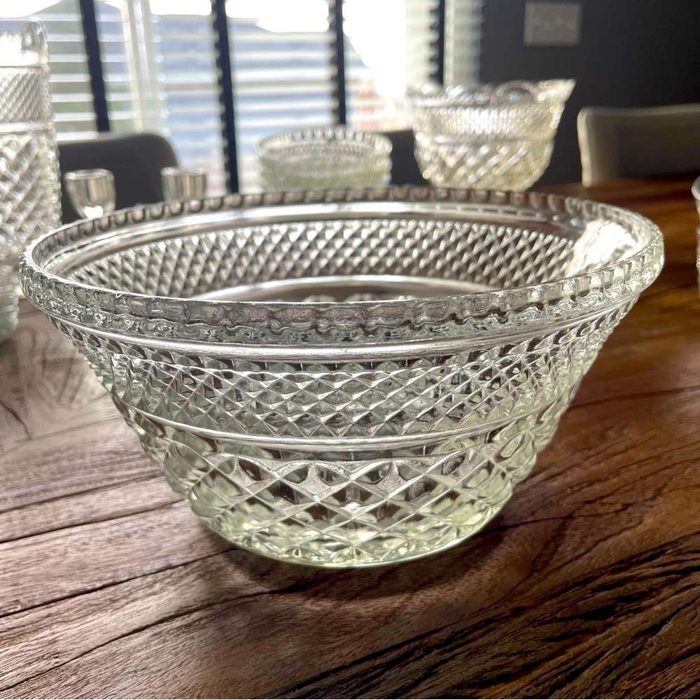 Wexford Bowl For Punch Bowl Base Or Serving Mixing Fruit Bowl Pressed Glass